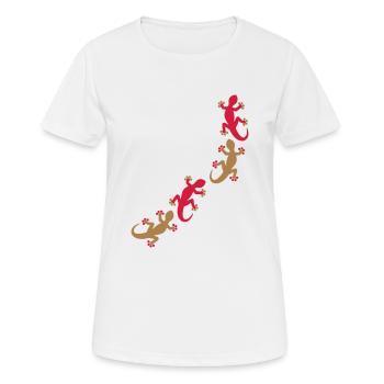 Quatre geckos 2c - T-shirt respirant Femme - blanc - Devant - AI Model Female 172 dark (172cm)