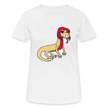 frau weiblich huebsch girl maedchen sexy eidechse - Frauen T-Shirt atmungsaktiv - Weiß - Vorne - AI Model Female 172 dark (172cm)