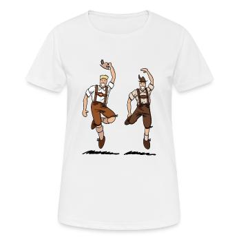 Two Bavarian Lederhosen Men - Women's Breathable T-Shirt - white - Front - AI Model Female 172 dark (172cm)
