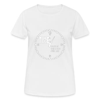 Zeit - Frauen T-Shirt atmungsaktiv - Weiß - Vorne - AI Model Female 172 dark (172cm)
