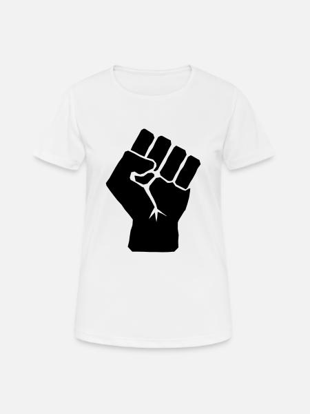 Erhöhte Faust Symbol - Frauen T-Shirt atmungsaktiv - Weiß