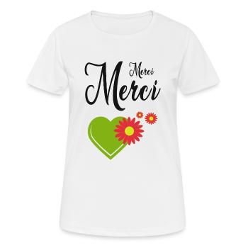 Merci Merci - T-shirt respirant Femme - blanc - Devant - AI Model Female 172 dark (172cm)