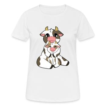 Kuh Familie Umarmen - Frauen T-Shirt atmungsaktiv - Weiß - Vorne - AI Model Female 172 dark (172cm)