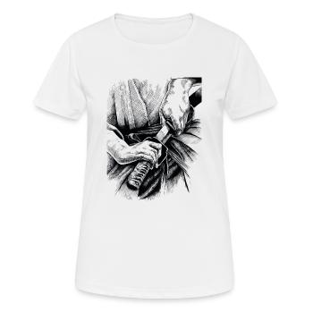 Samurai Katana Bleistift Kunst Design handgemalt - Frauen T-Shirt atmungsaktiv - Weiß - Vorne - AI Model Female 172 dark (172cm)
