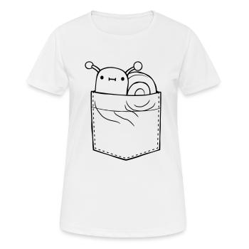 Unterwegs Schnecke Hemdtasche - Frauen T-Shirt atmungsaktiv - Weiß - Vorne - AI Model Female 172 dark (172cm)
