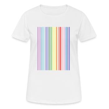 Pastellfarben - Streifen - Frauen T-Shirt atmungsaktiv - Weiß - Vorne - AI Model Female 172 dark (172cm)