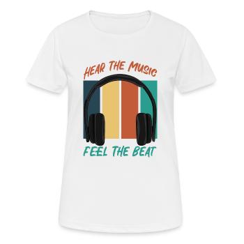 Hören Sie die Musik - Frauen T-Shirt atmungsaktiv - Weiß - Vorne - AI Model Female 172 dark (172cm)