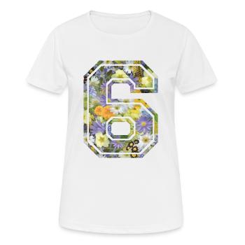 Numero 6 fleur, Équipe Foot, basket université - T-shirt respirant Femme - blanc - Devant - AI Model Female 172 dark (172cm)