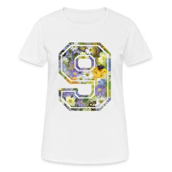 Number 9 flower, Football team, university basketball - Women's Breathable T-Shirt - white - Front - AI Model Female 172 dark (172cm)