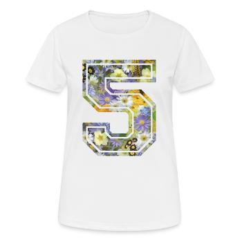 Number 5 flower, Football team, university basketball - Women's Breathable T-Shirt - white - Front - AI Model Female 172 dark (172cm)