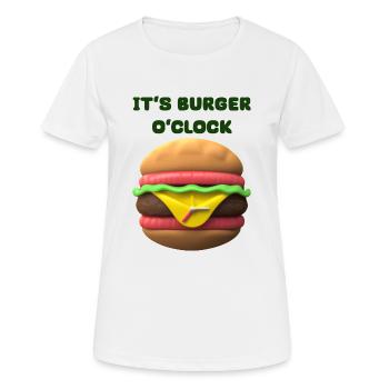 C’EST BURGER O’CLOCK - T-shirt respirant Femme - blanc - Devant - AI Model Female 172 dark (172cm)