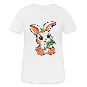 Niedlicher weißer Hase mit Karotte - Frauen T-Shirt atmungsaktiv - Weiß - Vorne - AI Model Female 172 dark (172cm)
