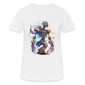 Fantasy-Roboter im Funk-Art-Stil - Frauen T-Shirt atmungsaktiv - Weiß - Vorne - AI Model Female 172 dark (172cm)