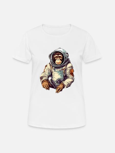Space Monkey Retro Drawing - Women's Breathable T-Shirt - white
