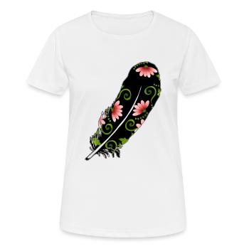 Feder - Frauen T-Shirt atmungsaktiv - Weiß - Vorne - AI Model Female 172 dark (172cm)