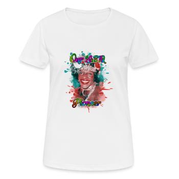 LGBTQ Pride Marsha P Johnson nachhaltig - Frauen T-Shirt atmungsaktiv - Weiß - Vorne - AI Model Female 172 dark (172cm)