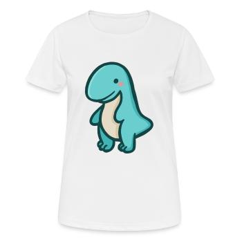 hugadino T-Rex, dino, mignon dinosaure - T-shirt respirant Femme - blanc - Devant - AI Model Female 172 dark (172cm)