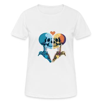 Küssende Romantische Skelette - Frauen T-Shirt atmungsaktiv - Weiß - Vorne - AI Model Female 172 dark (172cm)