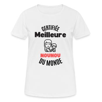 certifiée meilleure nounou - T-shirt respirant Femme - blanc - Devant - AI Model Female 172 dark (172cm)