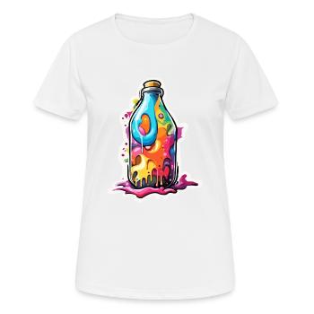 Magische Flasche / Korken / bunt / farbenfroh - Frauen T-Shirt atmungsaktiv - Weiß - Vorne - AI Model Female 172 dark (172cm)
