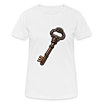 Schlüssel / Schloss / verschlossen / Sicherheit - Frauen T-Shirt atmungsaktiv - Weiß - Vorne - AI Model Female 172 dark (172cm)