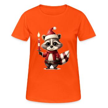 Raton laveur peint à la main pour Noël Noël - T-shirt respirant Femme - orange néon - Devant - AI Model Female 172 dark (172cm)