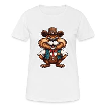 Lederhosen / Animal / Traditional costume / Tradition / Beaver - Women's Breathable T-Shirt - white - Front - AI Model Female 172 dark (172cm)