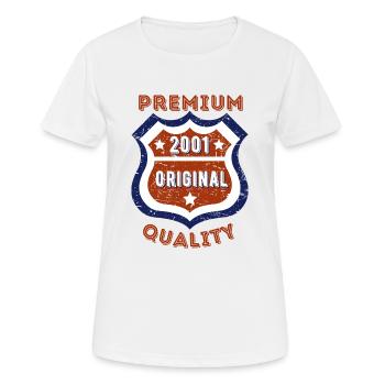 Qualité premium 2001 - T-shirt respirant Femme - blanc - Devant - AI Model Female 172 dark (172cm)