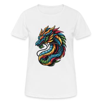 Farbenfroher chinesischer Drache - Frauen T-Shirt atmungsaktiv - Weiß - Vorne - AI Model Female 172 dark (172cm)