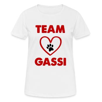 team gassi - Frauen T-Shirt atmungsaktiv - Weiß - Vorne - AI Model Female 172 dark (172cm)