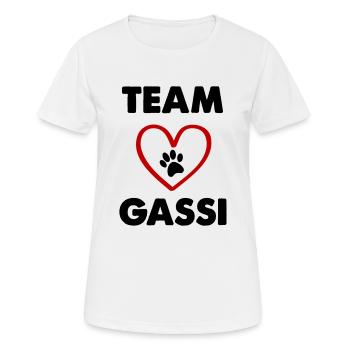 team gassi - Frauen T-Shirt atmungsaktiv - Weiß - Vorne - AI Model Female 172 dark (172cm)