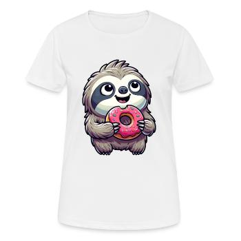 Faultier Süß Donut Gebäck Nachtisch - Frauen T-Shirt atmungsaktiv - Weiß - Vorne - AI Model Female 172 dark (172cm)