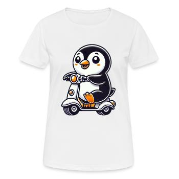 Fantaisiste pingouin scooter mobylette drôle drôle - T-shirt respirant Femme - blanc - Devant - AI Model Female 172 dark (172cm)