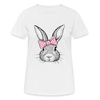Hase mit rosa Schleife - Frauen T-Shirt atmungsaktiv - Weiß - Vorne - AI Model Female 172 dark (172cm)