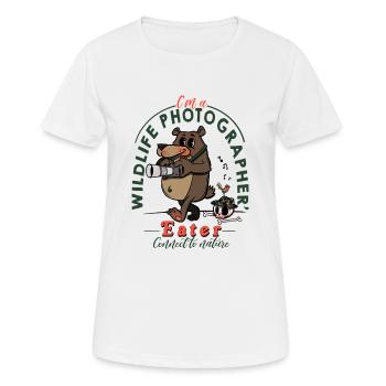 Photographe animalier - T-shirt respirant Femme - blanc - Devant - AI Model Female 172 dark (172cm)