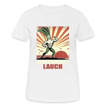 Poireaux, planche à laver, abdos de planche à laver - T-shirt respirant Femme - blanc - Devant - AI Model Female 172 dark (172cm)
