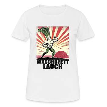 Planche à laver ail avec abdominaux de planche à laver - T-shirt respirant Femme - blanc - Devant - AI Model Female 172 dark (172cm)