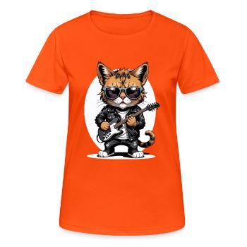 Cat Rocker Cat HardRock Gift - T-shirt respirant Femme - orange néon - Devant - AI Model Female 172 dark (172cm)