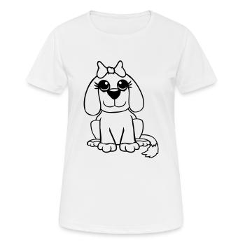 Dog Sitting Little Pretty Lady Bow Female - Women's Breathable T-Shirt - white - Front - AI Model Female 172 dark (172cm)