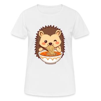 Ein süßer Igel mag Nudelsuppe - Frauen T-Shirt atmungsaktiv - Weiß - Vorne - AI Model Female 172 dark (172cm)