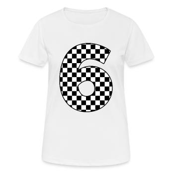 Numéro 6 à carreaux - T-shirt respirant Femme - blanc - Devant - AI Model Female 172 dark (172cm)