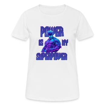 Superpower Fitness Motif – Power in the Gym - Women's Breathable T-Shirt - white - Front - AI Model Female 172 dark (172cm)