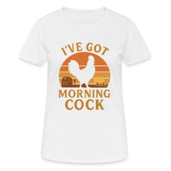 Je m’amuse le matin - T-shirt respirant Femme - blanc - Devant - AI Model Female 172 dark (172cm)