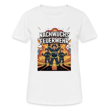 Nachwuchs Feuerwehr – Für Kinder - Frauen T-Shirt atmungsaktiv - Weiß - Vorne - AI Model Female 172 dark (172cm)