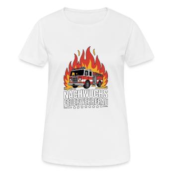Nachwuchs Feuerwehrfrau mit Flammen - Frauen T-Shirt atmungsaktiv - Weiß - Vorne - AI Model Female 172 dark (172cm)