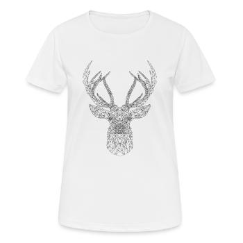 cerf trait - T-shirt respirant Femme - blanc - Devant - AI Model Female 172 dark (172cm)