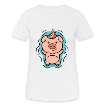 Cadeau d'été cochon cochon licorne cochon - T-shirt respirant Femme - blanc - Devant - AI Model Female 172 dark (172cm)