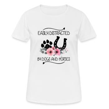 Fleur facilement distraite par les chiens et les chevaux - T-shirt respirant Femme - blanc - Devant - AI Model Female 172 dark (172cm)