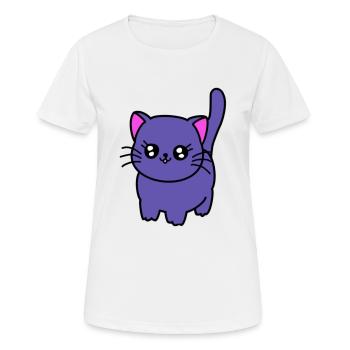 Chat violet - T-shirt respirant Femme - blanc - Devant - AI Model Female 172 dark (172cm)