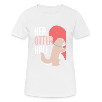 Her Otter Half Liebespaar Valentinstag Couple Paar - Frauen T-Shirt atmungsaktiv - Weiß - Vorne - AI Model Female 172 dark (172cm)